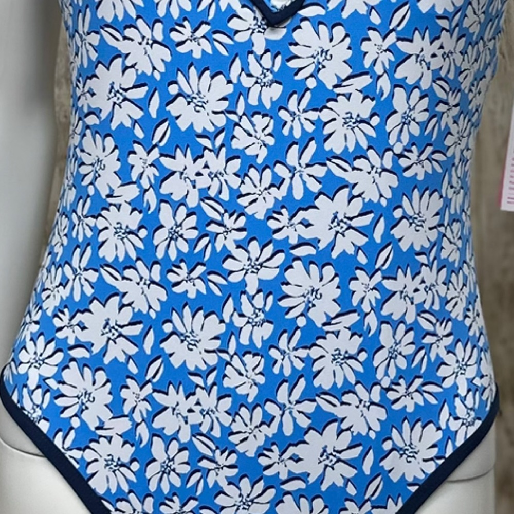Lilly Pulitzer Baela Swimsuit in Lunar Blue Palm Beach Petals NWT [1457] - Picture 5 of 11